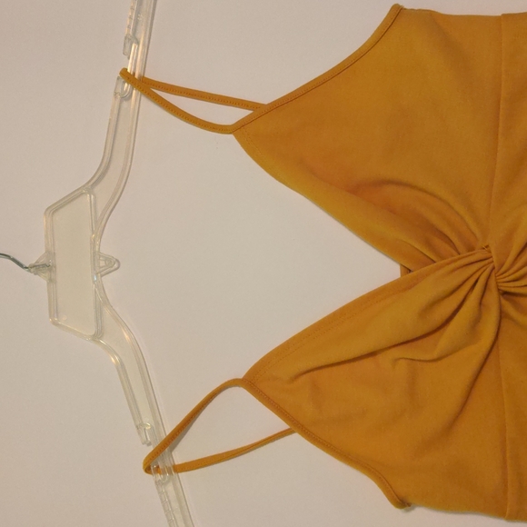 Zara, M, Mustard Yellow, Spaghetti Strap Crop Top - Picture 5 of 6